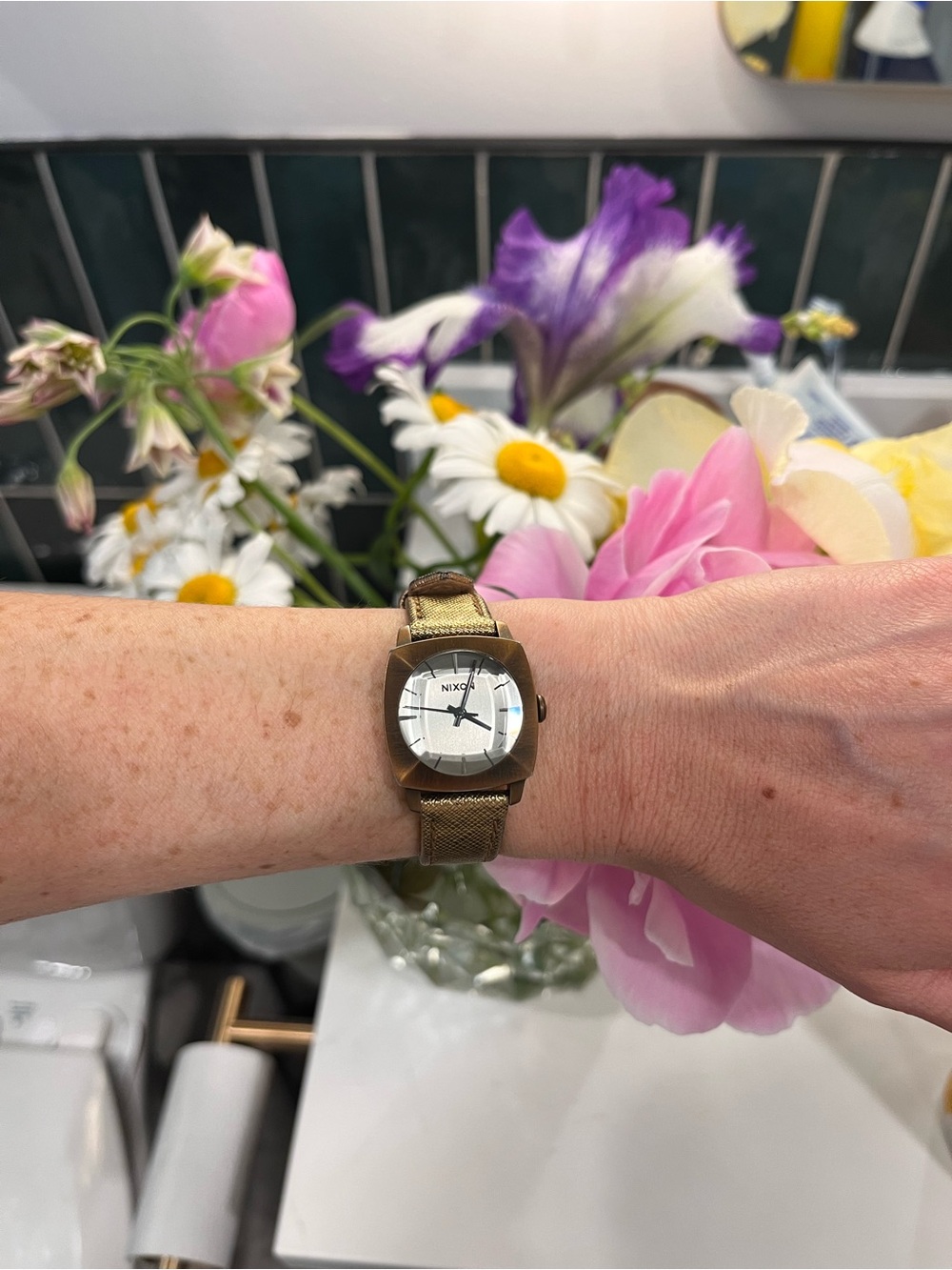 Nixon Bronze-Tone Square Case Watch